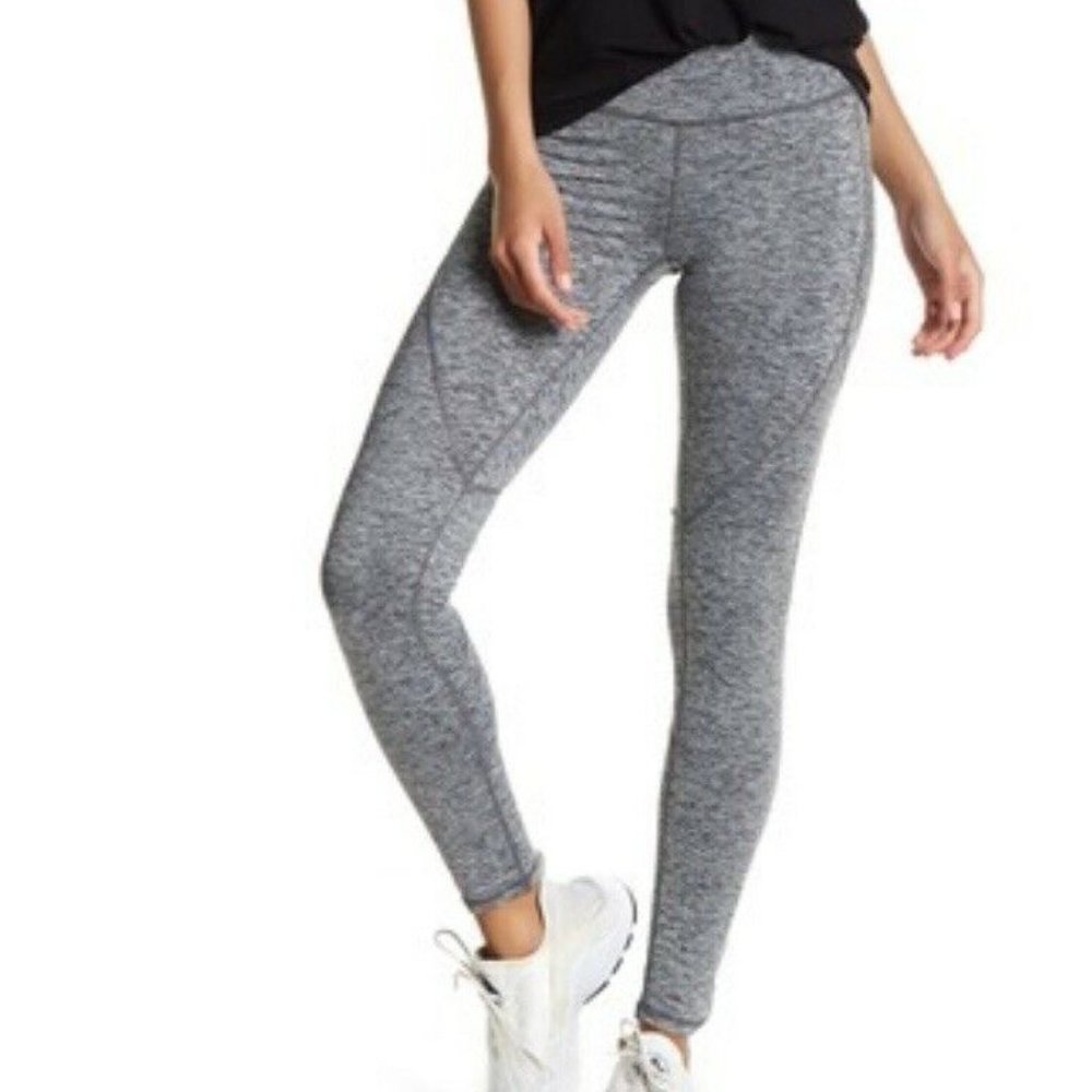 Zella Heat It Up Womens Size Large Reflective Running Tights Gray/Black